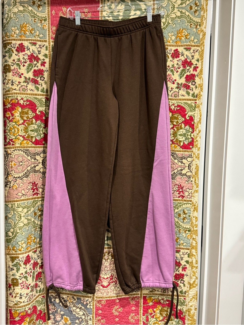 Ladies Two-Tone Brown and Lilac Track Pants